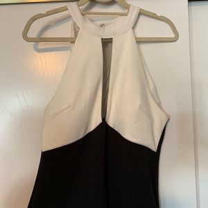 Black and white halter maxi dress
